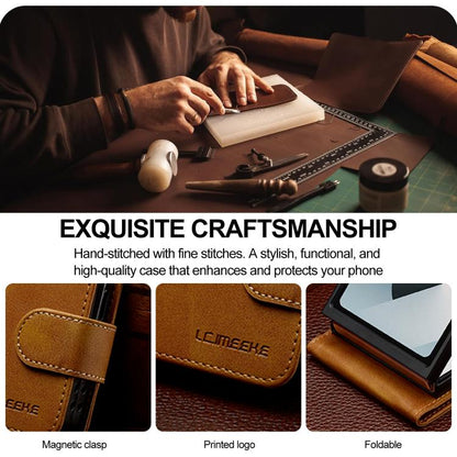 For Samsung Galaxy Z Flip7 5G LC.IMEEKE Calf Texture Leather Phone Case(Brown) - Galaxy Z Flip7 5G Cases by LC.IMEEKE | Online Shopping UK | buy2fix