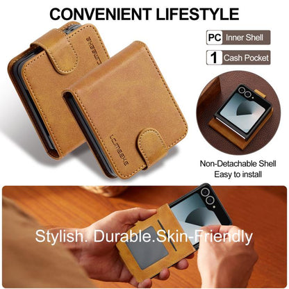 For Samsung Galaxy Z Flip7 5G LC.IMEEKE Calf Texture Leather Phone Case(Brown) - Galaxy Z Flip7 5G Cases by LC.IMEEKE | Online Shopping UK | buy2fix