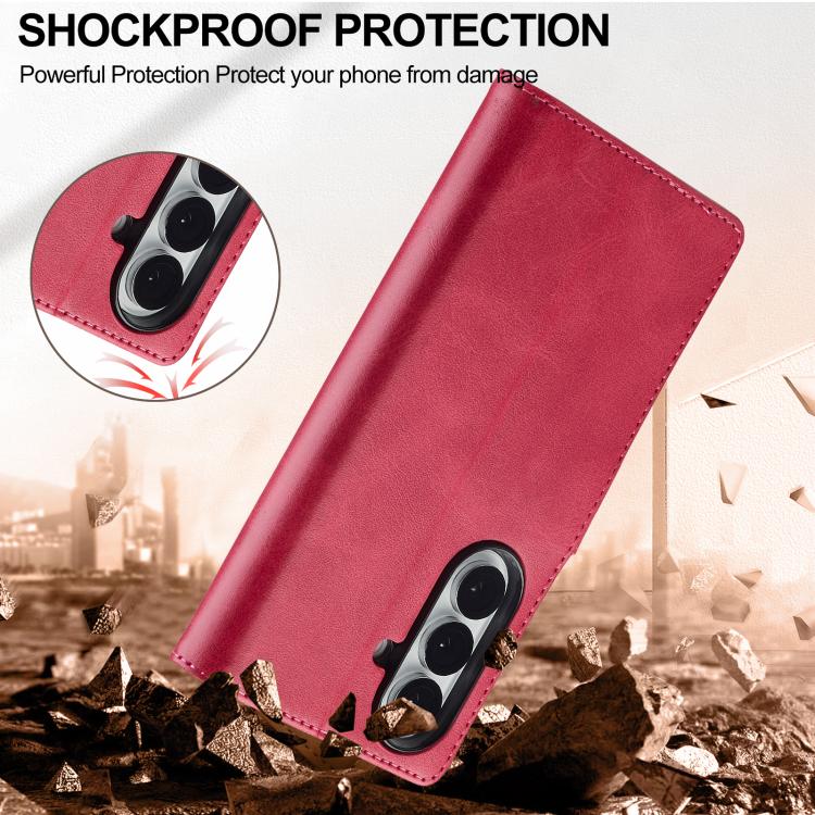 For Samsung Galaxy Z Fold7 5G LC.IMEEKE Calf Texture Leather Phone Case(Red) - Galaxy Z Fold7 5G Cases by LC.IMEEKE | Online Shopping UK | buy2fix