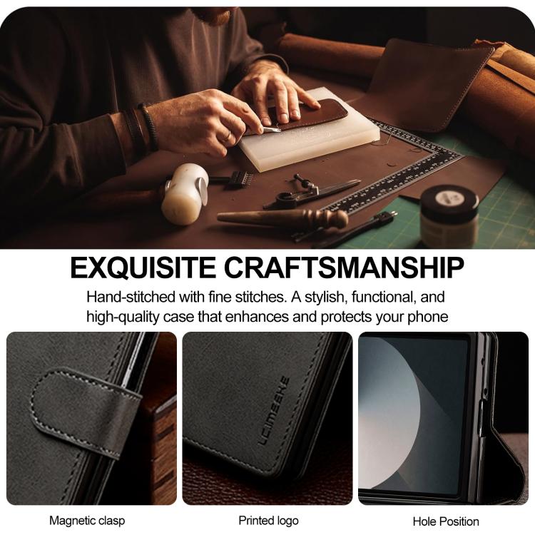 For Samsung Galaxy Z Fold7 5G LC.IMEEKE Calf Texture Leather Phone Case(Grey) - Galaxy Z Fold7 5G Cases by LC.IMEEKE | Online Shopping UK | buy2fix