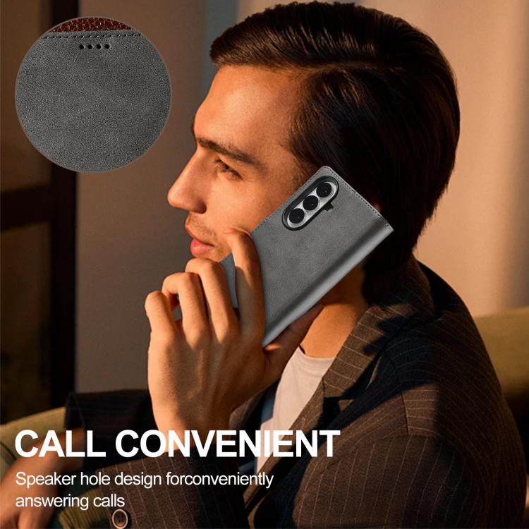 For Samsung Galaxy Z Fold7 5G LC.IMEEKE Calf Texture Leather Phone Case(Grey) - Galaxy Z Fold7 5G Cases by LC.IMEEKE | Online Shopping UK | buy2fix