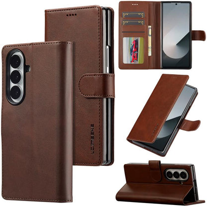 For Samsung Galaxy Z Fold7 5G LC.IMEEKE Calf Texture Leather Phone Case(Coffee) - Galaxy Z Fold7 5G Cases by LC.IMEEKE | Online Shopping UK | buy2fix