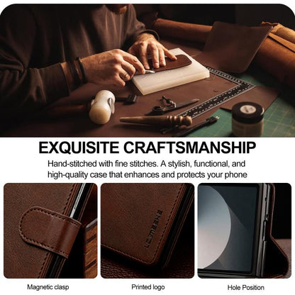 For Samsung Galaxy Z Fold7 5G LC.IMEEKE Calf Texture Leather Phone Case(Coffee) - Galaxy Z Fold7 5G Cases by LC.IMEEKE | Online Shopping UK | buy2fix