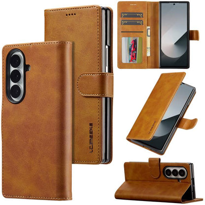 For Samsung Galaxy Z Fold7 5G LC.IMEEKE Calf Texture Leather Phone Case(Brown) - Galaxy Z Fold7 5G Cases by LC.IMEEKE | Online Shopping UK | buy2fix