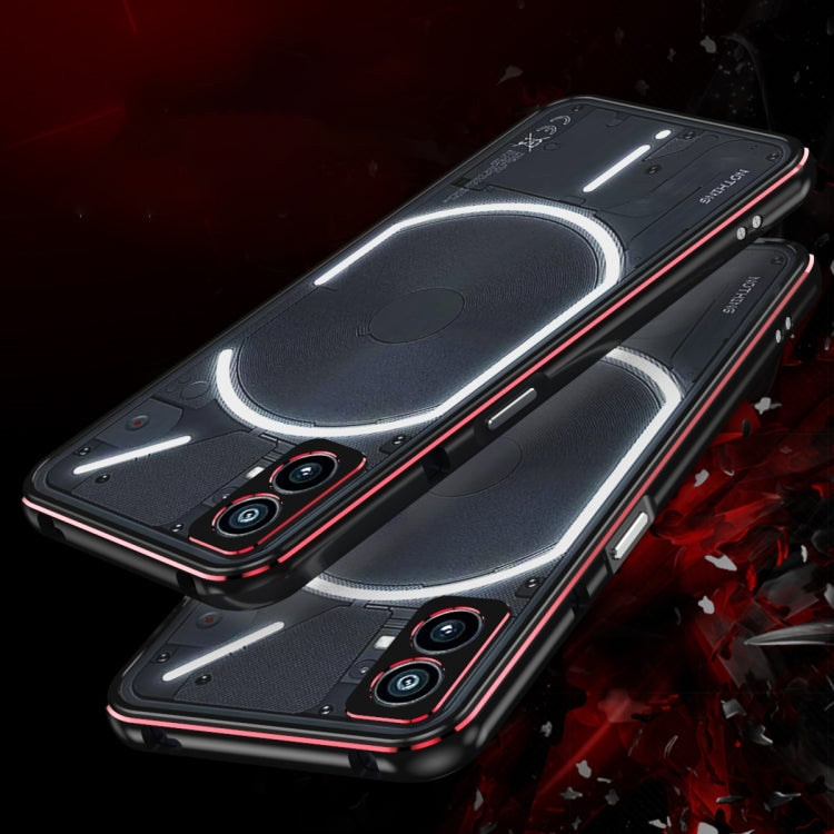 For Nothing Phone 2 Aurora Series Lens Protector + Metal Frame Protective Phone Case(Black Red) - Nothing Cases by buy2fix | Online Shopping UK | buy2fix