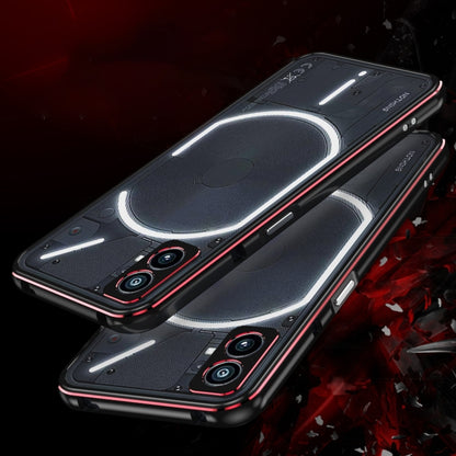 For Nothing Phone 2 Aurora Series Lens Protector + Metal Frame Protective Phone Case(Black Red) - Nothing Cases by buy2fix | Online Shopping UK | buy2fix