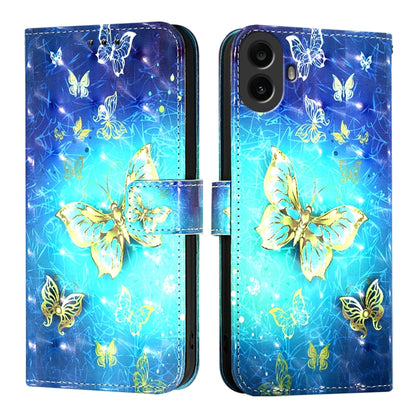 For Nothing CMF Phone 1 3D Painting Horizontal Flip Leather Phone Case(Golden Butterfly) - More Brand by buy2fix | Online Shopping UK | buy2fix