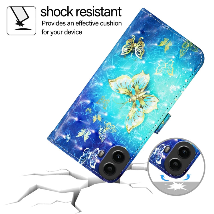 For Nothing CMF Phone 1 3D Painting Horizontal Flip Leather Phone Case(Golden Butterfly) - More Brand by buy2fix | Online Shopping UK | buy2fix