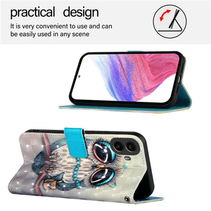 For Nothing CMF Phone 1 3D Painting Horizontal Flip Leather Phone Case(Grey Owl) - Nothing Cases by buy2fix | Online Shopping UK | buy2fix