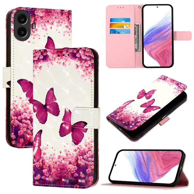 For Nothing CMF Phone 1 3D Painting Horizontal Flip Leather Phone Case(Rose Butterfly) - Nothing Cases by buy2fix | Online Shopping UK | buy2fix