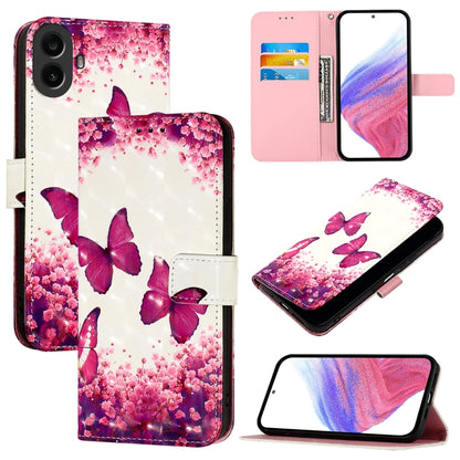 For Nothing CMF Phone 1 3D Painting Horizontal Flip Leather Phone Case(Rose Butterfly) - Nothing Cases by buy2fix | Online Shopping UK | buy2fix
