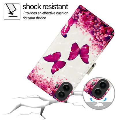 For Nothing CMF Phone 1 3D Painting Horizontal Flip Leather Phone Case(Rose Butterfly) - Nothing Cases by buy2fix | Online Shopping UK | buy2fix