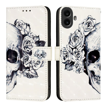 For Nothing CMF Phone 1 3D Painting Horizontal Flip Leather Phone Case(Skull) - More Brand by buy2fix | Online Shopping UK | buy2fix