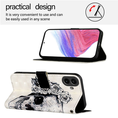 For Nothing CMF Phone 1 3D Painting Horizontal Flip Leather Phone Case(Skull) - More Brand by buy2fix | Online Shopping UK | buy2fix