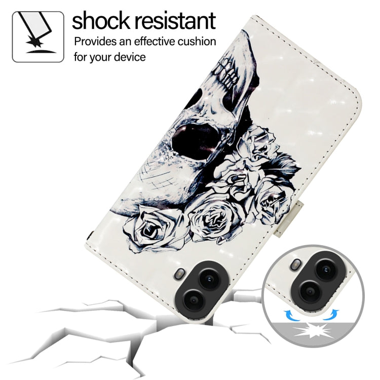 For Nothing CMF Phone 1 3D Painting Horizontal Flip Leather Phone Case(Skull) - More Brand by buy2fix | Online Shopping UK | buy2fix