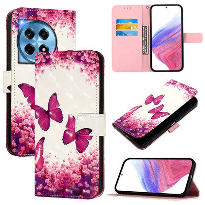 For OnePlus 12 5G Global 3D Painting Horizontal Flip Leather Phone Case(Rose Butterfly) - OnePlus Cases by buy2fix | Online Shopping UK | buy2fix