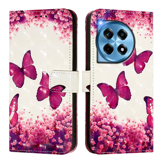 For OnePlus 12 5G Global 3D Painting Horizontal Flip Leather Phone Case(Rose Butterfly) by buy2fix