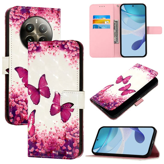 For Realme 12 Pro / Realme 12 Pro+ 3D Painting Horizontal Flip Leather Phone Case(Rose Butterfly) - Realme Cases by buy2fix | Online Shopping UK | buy2fix