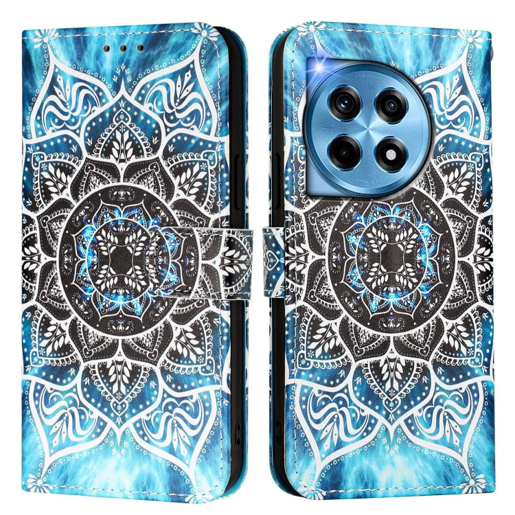 For OnePlus 12 5G Global Colored Drawing Pattern Plain Weave Leather Phone Case(Undersea Mandala) - OnePlus Cases by buy2fix | Online Shopping UK | buy2fix