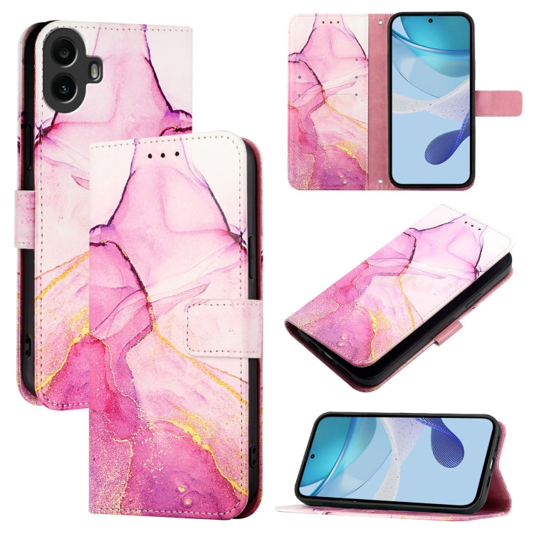 For Nothing CMF Phone 1 PT003 Marble Pattern Flip Leather Phone Case(Pink Purple Gold) - Nothing Cases by buy2fix | Online Shopping UK | buy2fix