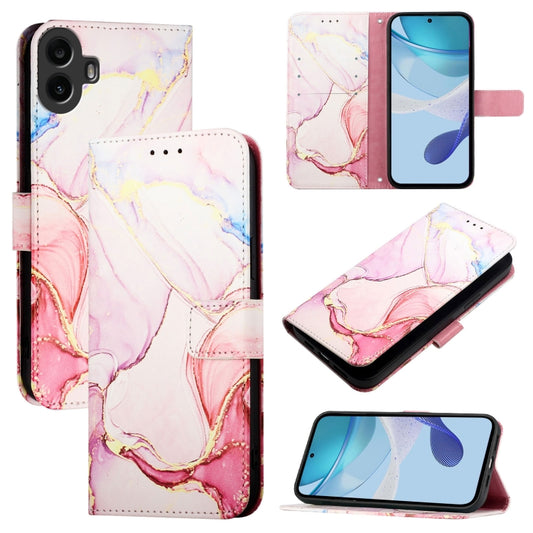 For Nothing CMF Phone 1 PT003 Marble Pattern Flip Leather Phone Case(Rose Gold) - Nothing Cases by buy2fix | Online Shopping UK | buy2fix