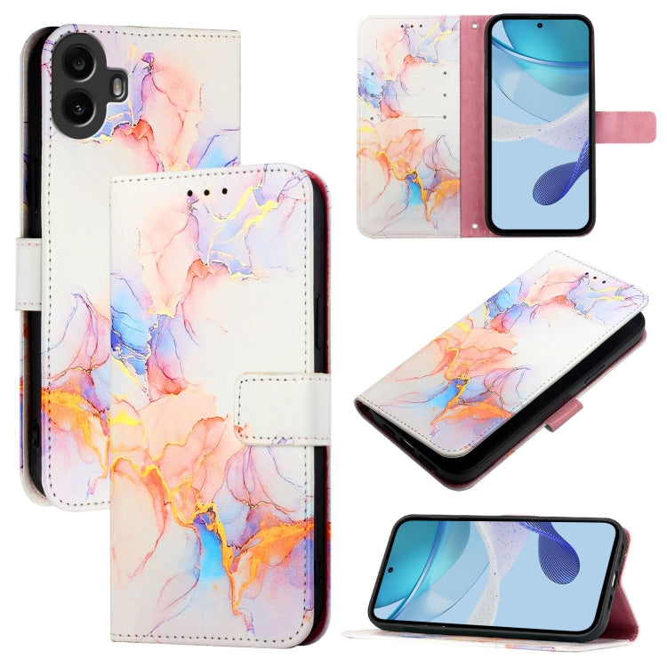For Nothing CMF Phone 1 PT003 Marble Pattern Flip Leather Phone Case(Galaxy Marble White) - Nothing Cases by buy2fix | Online Shopping UK | buy2fix