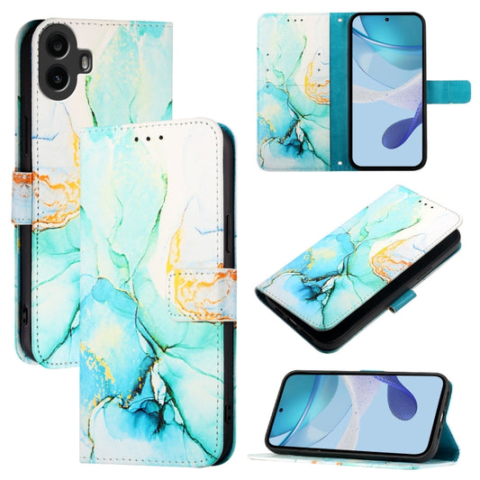 For Nothing CMF Phone 1 PT003 Marble Pattern Flip Leather Phone Case(Green) - Nothing Cases by buy2fix | Online Shopping UK | buy2fix