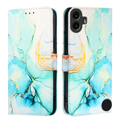 For Nothing CMF Phone 1 PT003 Marble Pattern Flip Leather Phone Case(Green) - Nothing Cases by buy2fix | Online Shopping UK | buy2fix