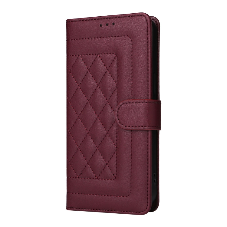 For Google Pixel 9 Diamond Lattice Leather Flip Phone Case(Wine Red) - Google Cases by buy2fix | Online Shopping UK | buy2fix