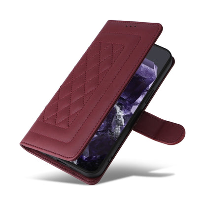 For Google Pixel 9 Diamond Lattice Leather Flip Phone Case(Wine Red) - Google Cases by buy2fix | Online Shopping UK | buy2fix