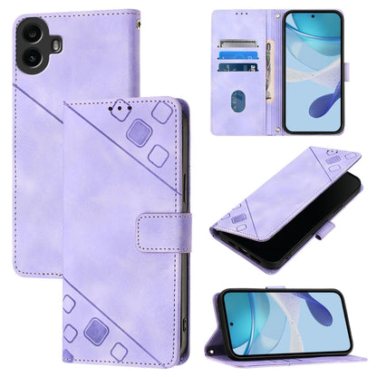 For Nothing CMF Phone 1 Skin-feel Embossed Leather Phone Case(Light Purple) - Nothing Cases by buy2fix | Online Shopping UK | buy2fix