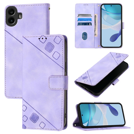 For Nothing CMF Phone 1 Skin-feel Embossed Leather Phone Case(Light Purple) - Nothing Cases by buy2fix | Online Shopping UK | buy2fix