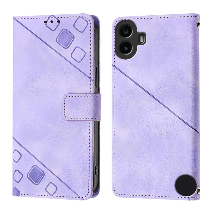For Nothing CMF Phone 1 Skin-feel Embossed Leather Phone Case(Light Purple) - Nothing Cases by buy2fix | Online Shopping UK | buy2fix
