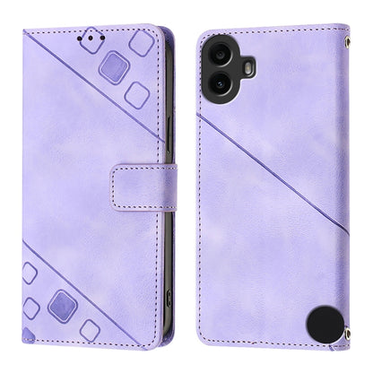 For Nothing CMF Phone 1 Skin-feel Embossed Leather Phone Case(Light Purple) - Nothing Cases by buy2fix | Online Shopping UK | buy2fix