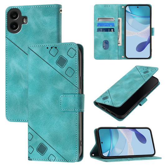 For Nothing CMF Phone 1 Skin-feel Embossed Leather Phone Case(Green) - Nothing Cases by buy2fix | Online Shopping UK | buy2fix