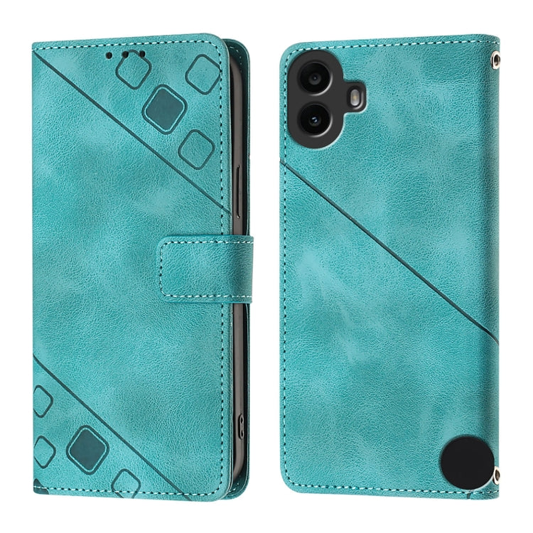 For Nothing CMF Phone 1 Skin-feel Embossed Leather Phone Case(Green) - Nothing Cases by buy2fix | Online Shopping UK | buy2fix