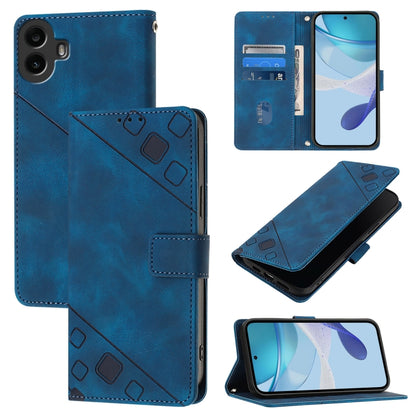 For Nothing CMF Phone 1 Skin-feel Embossed Leather Phone Case(Blue) - Nothing Cases by buy2fix | Online Shopping UK | buy2fix