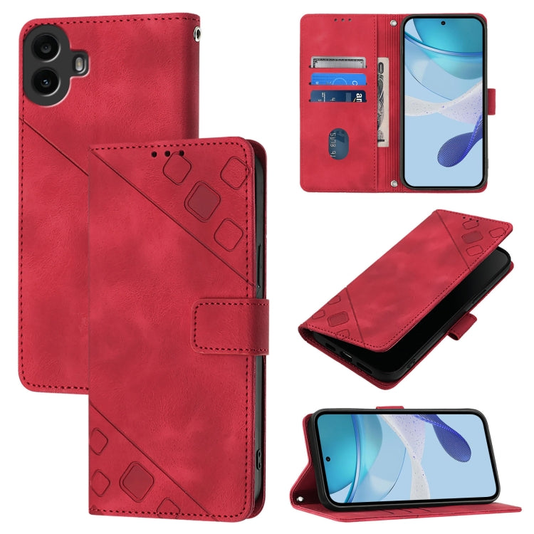 For Nothing CMF Phone 1 Skin-feel Embossed Leather Phone Case(Red) - Nothing Cases by buy2fix | Online Shopping UK | buy2fix