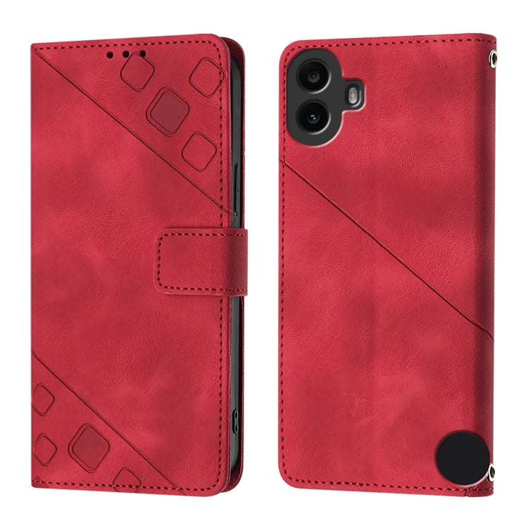 For Nothing CMF Phone 1 Skin-feel Embossed Leather Phone Case(Red) - Nothing Cases by buy2fix | Online Shopping UK | buy2fix