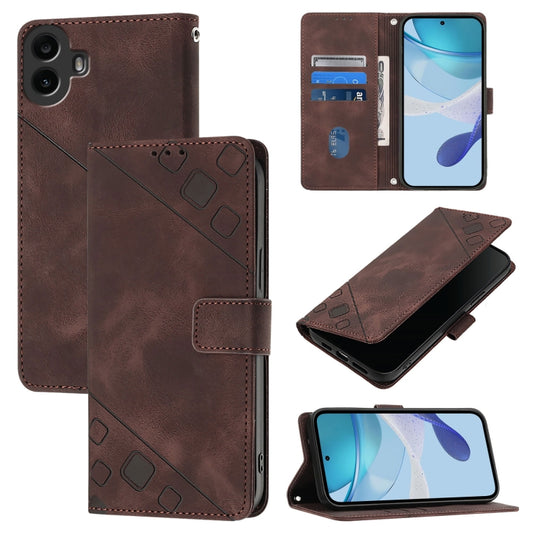 For Nothing CMF Phone 1 Skin-feel Embossed Leather Phone Case(Brown) - Nothing Cases by buy2fix | Online Shopping UK | buy2fix
