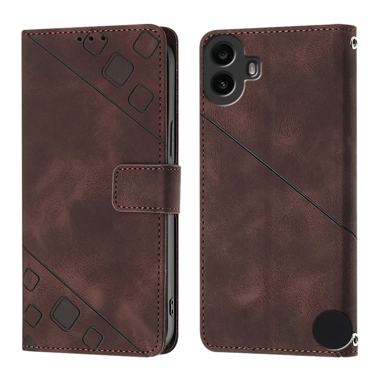For Nothing CMF Phone 1 Skin-feel Embossed Leather Phone Case(Brown) - Nothing Cases by buy2fix | Online Shopping UK | buy2fix