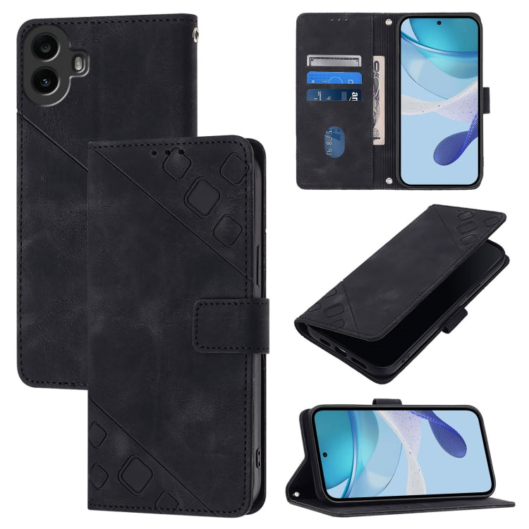 For Nothing CMF Phone 1 Skin-feel Embossed Leather Phone Case(Black) - Nothing Cases by buy2fix | Online Shopping UK | buy2fix