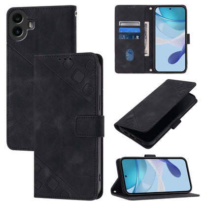 For Nothing CMF Phone 1 Skin-feel Embossed Leather Phone Case(Black) - Nothing Cases by buy2fix | Online Shopping UK | buy2fix