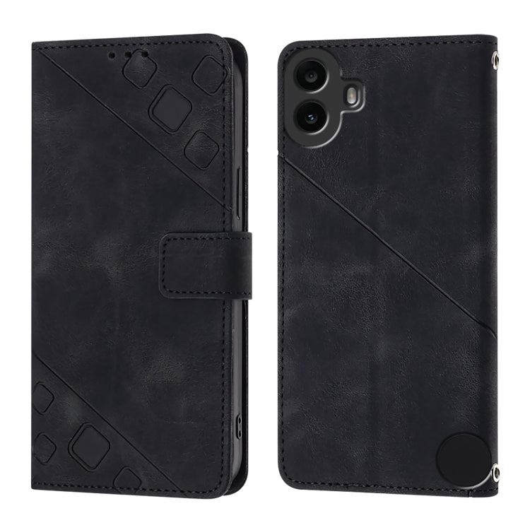 For Nothing CMF Phone 1 Skin-feel Embossed Leather Phone Case(Black) - Nothing Cases by buy2fix | Online Shopping UK | buy2fix