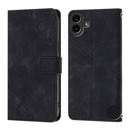 For Nothing CMF Phone 1 Skin-feel Embossed Leather Phone Case(Black) - Nothing Cases by buy2fix | Online Shopping UK | buy2fix