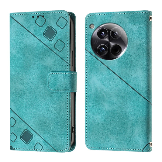 For OnePlus 12 5G Global Skin-feel Embossed Leather Phone Case(Green) by buy2fix
