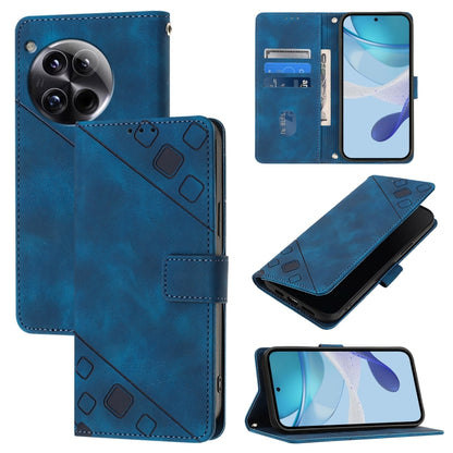 For OnePlus 12 5G Global Skin-feel Embossed Leather Phone Case(Blue) - OnePlus Cases by buy2fix | Online Shopping UK | buy2fix