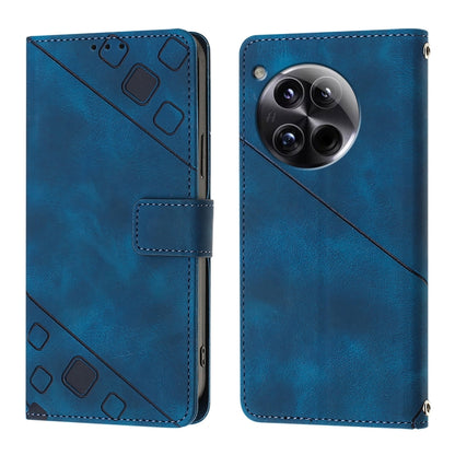 For OnePlus 12 5G Global Skin-feel Embossed Leather Phone Case(Blue) - OnePlus Cases by buy2fix | Online Shopping UK | buy2fix