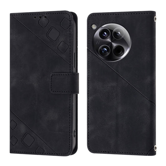 For OnePlus 12 5G Global Skin-feel Embossed Leather Phone Case(Black) by buy2fix
