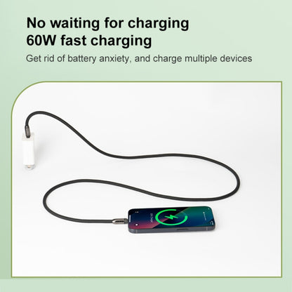 Type-C to Type-C Braid Data Cable Phone Anti-lost Crossbody Lanyard, Length: 1.2m(Khaki) by buy2fix